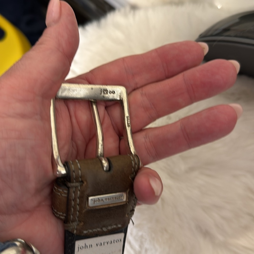 John Varvatos Brown Leather Belt - Picture 13 of 15